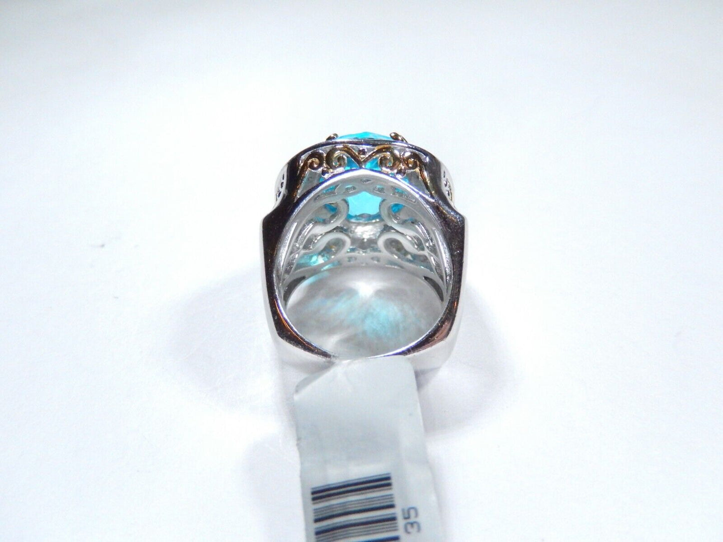 Michael Valitutti NH 12.0 CT BlueTopaz Gemstone Sterling Silver 15gm RING Sz 6.5