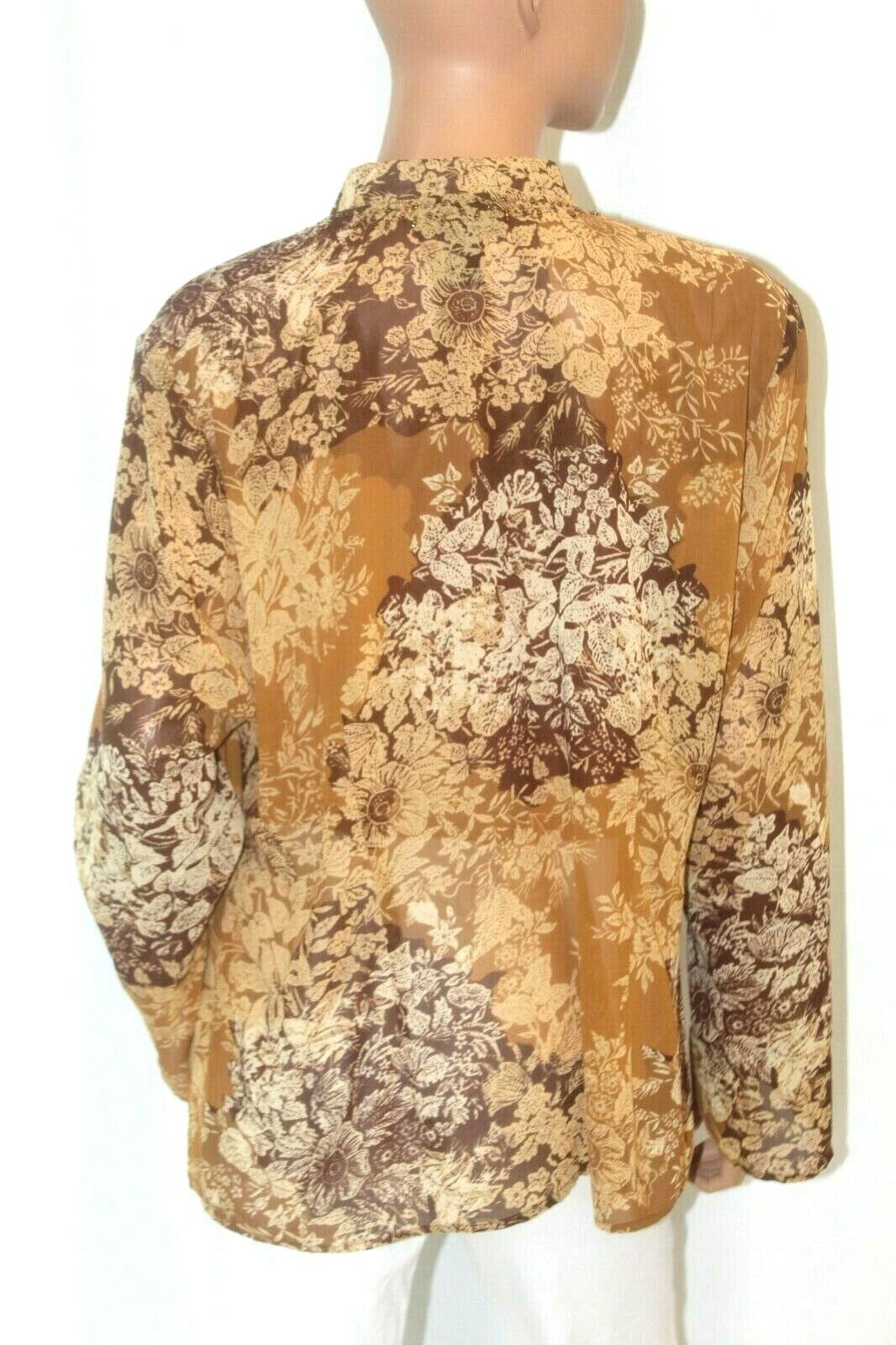 Lane Bryant Womens Chiffon Blouse Pullover Beaded Long Sleeve Blouse Size 14/16