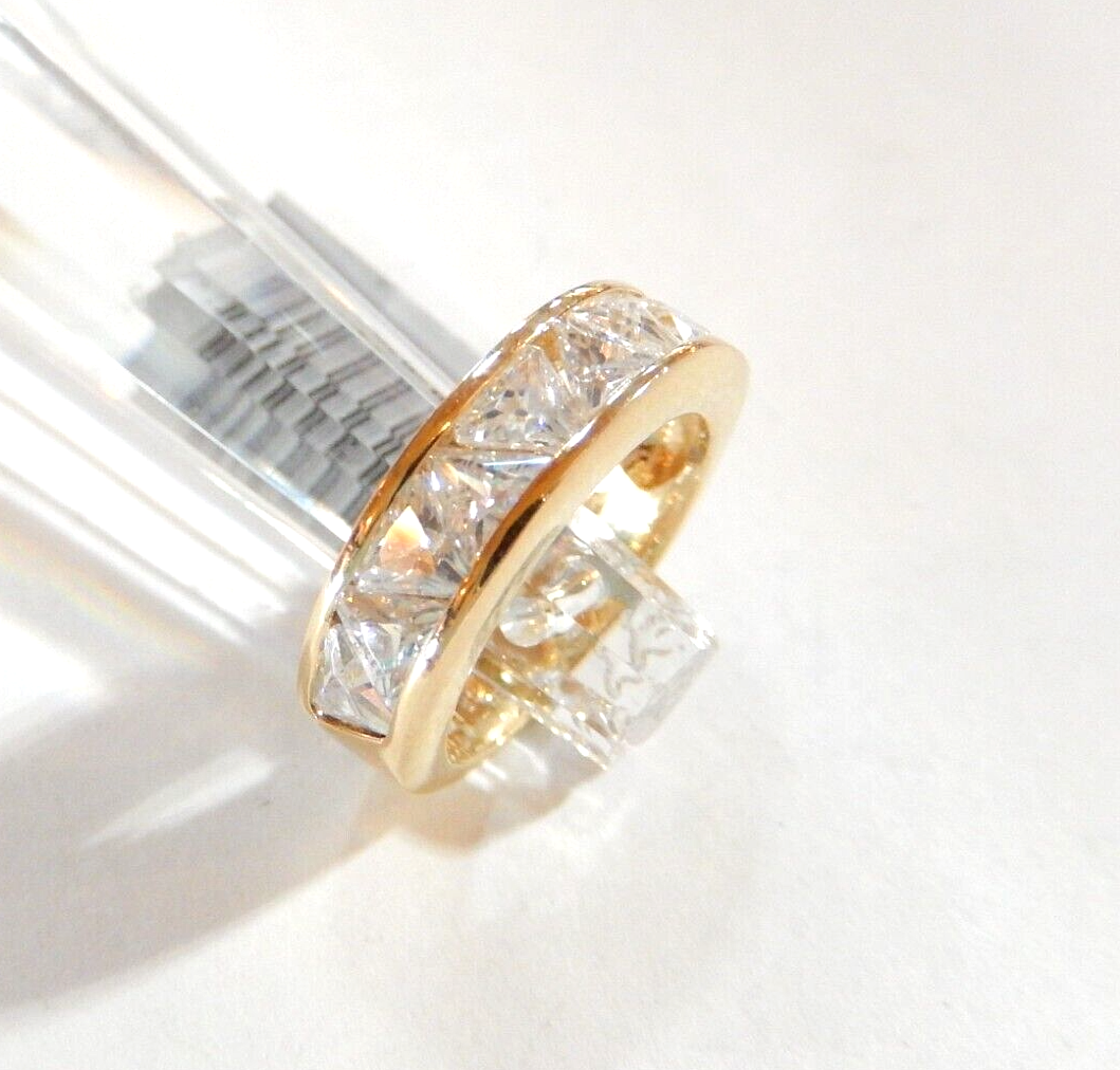 Gold Vermeil 1.3 CT CZ Trillion Cut 5.5mm Wide Band Sterling Ring Size 4.75