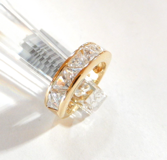 Gold Vermeil 1.3 CT CZ Trillion Cut 5.5mm Wide Band Sterling Ring Size 4.75