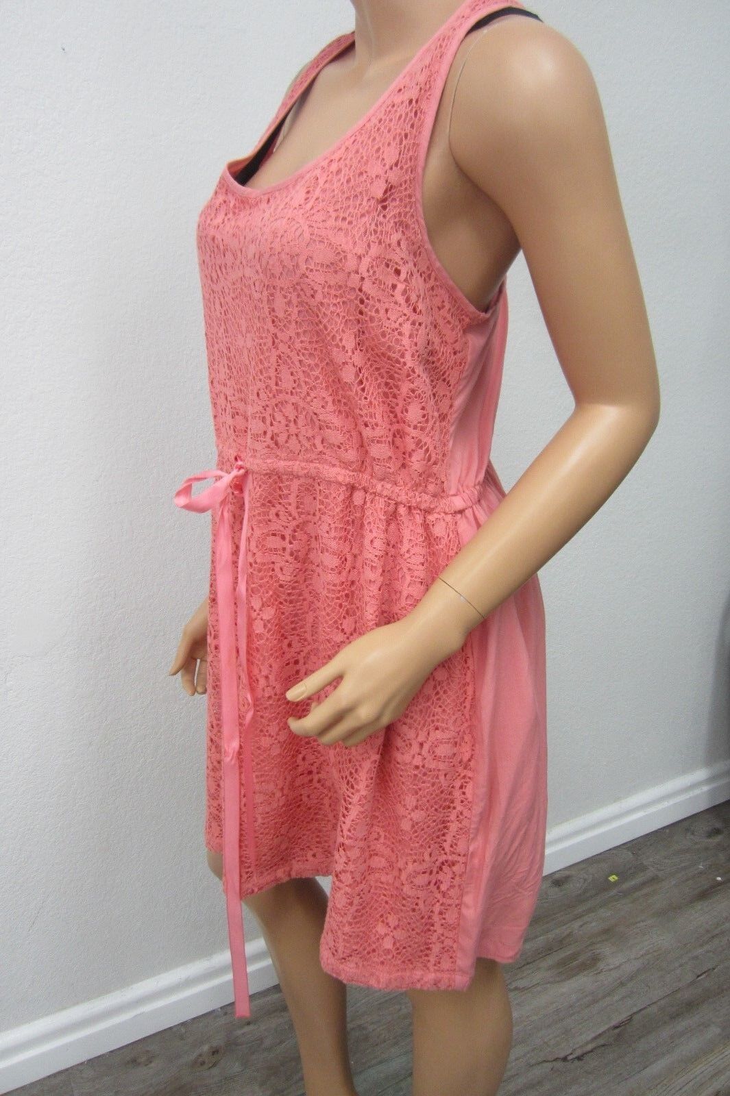 NICE  Lauren Conrad Womens Designer Coral Lace Lined Dress Cotton/Rayon Size XL