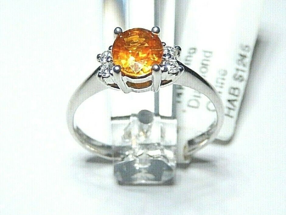 *NWT* 14k White Gold Oval Citrine And Diamond Ring Size 6