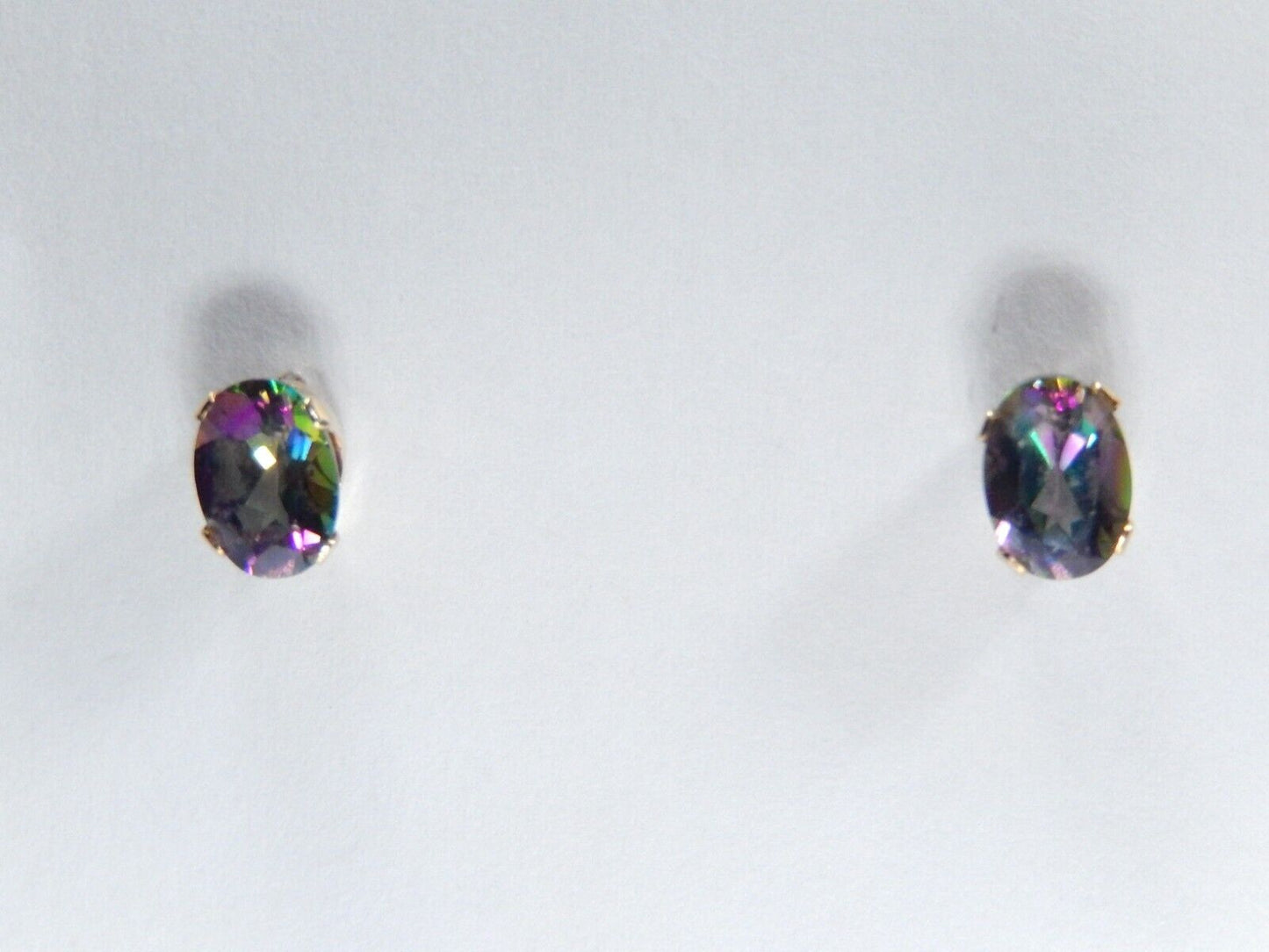 14k Yellow Gold 1.50CT TW  Oval Mystic Topaz 7mm x 5mm Post Earrings