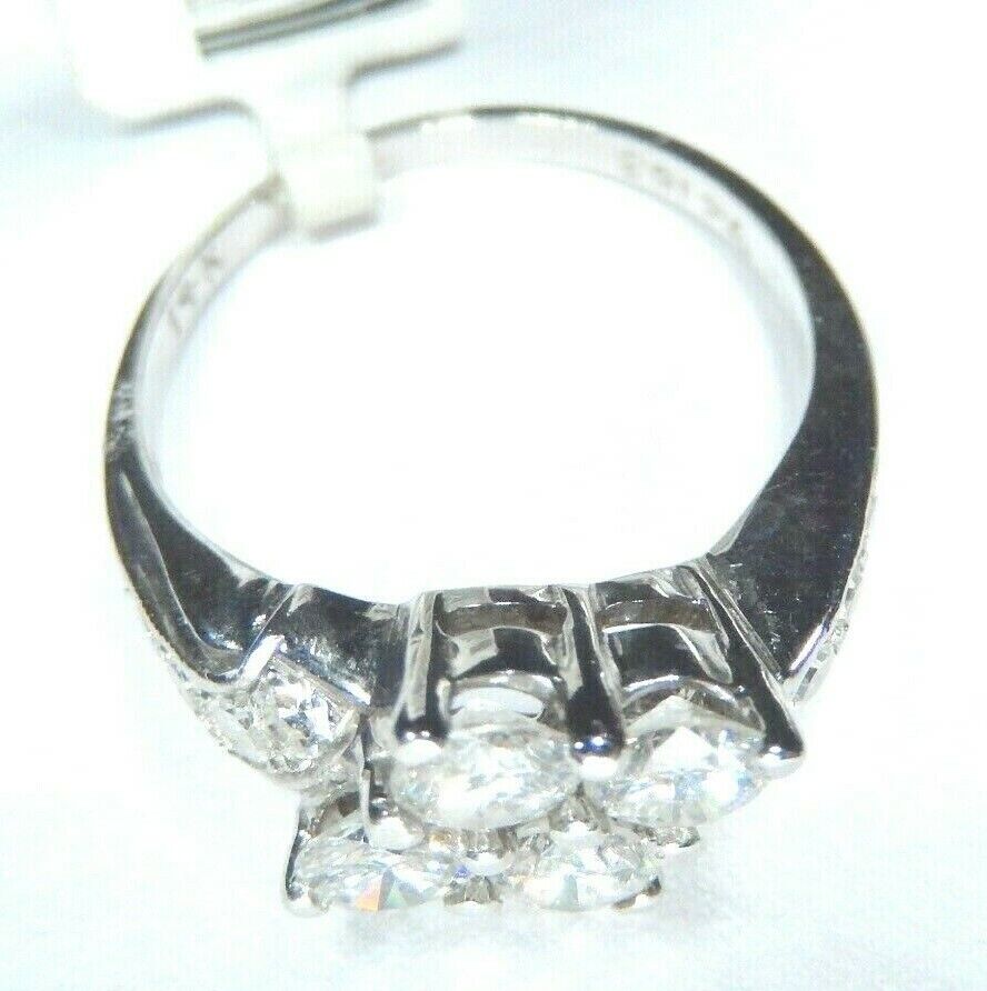 *VINTAGE* 14K White Gold 1.25CT ROUND CUT Natural VS Diamond Engagement Ring 6.5