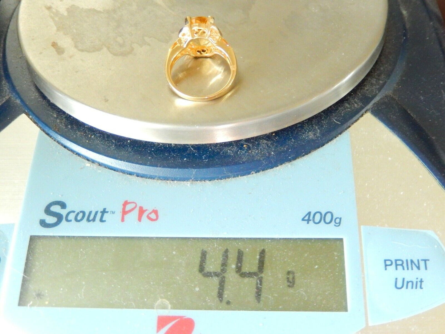 *VINTAGE*  14k Yellow Gold 5.00CT Oval Citrine & Diamond Ladies Ring Size 6.5
