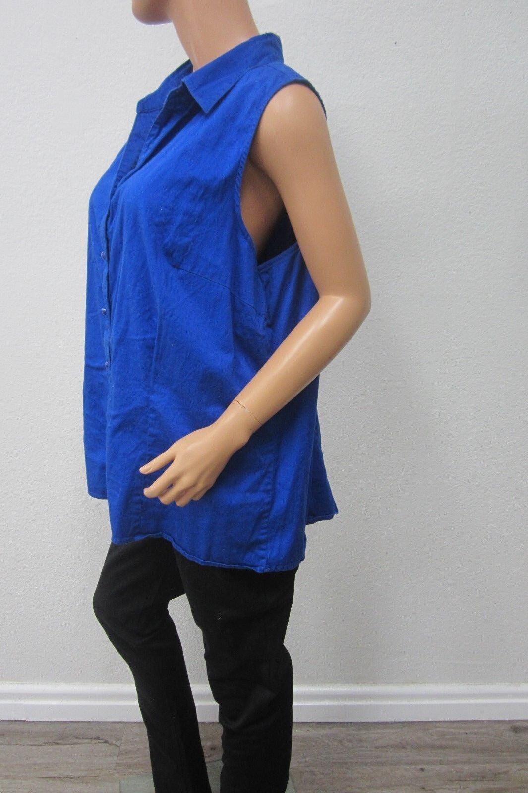 Lane Bryant Womens Blue Plus Sized Button Down Cotton/Spandex Blouse Size 26