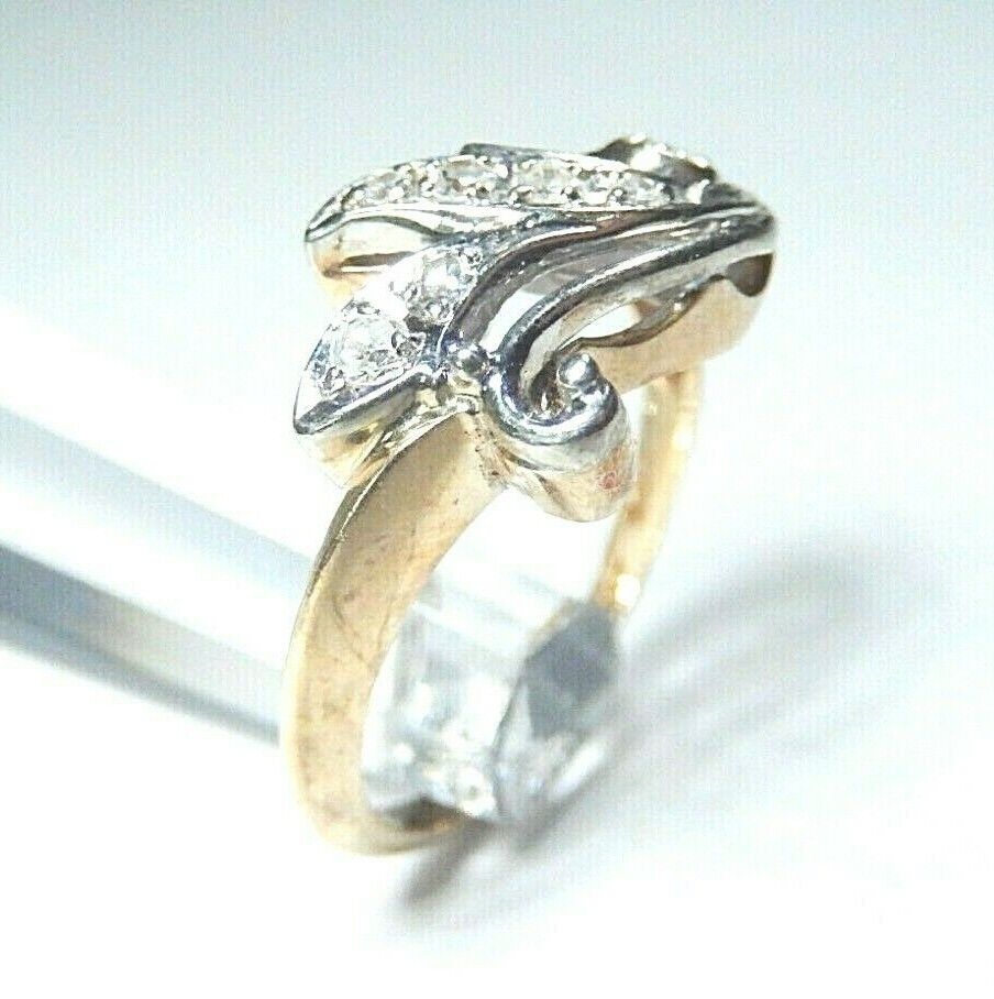 *VINTAGE*  14K Yellow Gold Seven Natural VS Diamond Ring Size 6.5