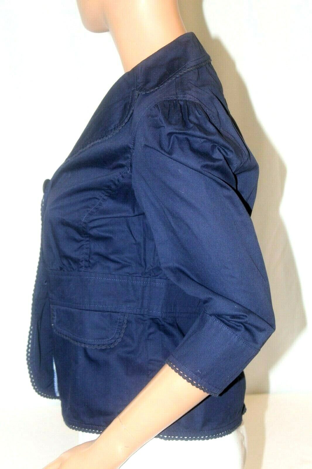 *MINT* L.L. Bean Women's 100% Cotton 3 Button Solid Navy Blue Blazer Jacket Sz 6