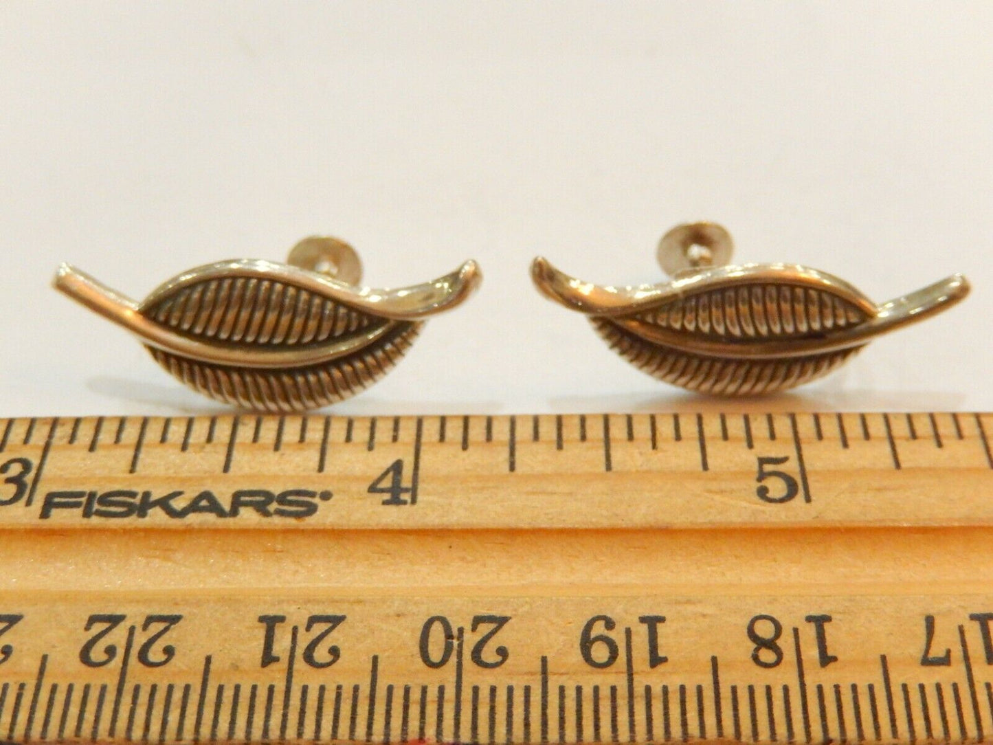 VINTAGE JEWEL ART STERLING SILVER FEATHER PIN BROOCH AND EARRINGS SET