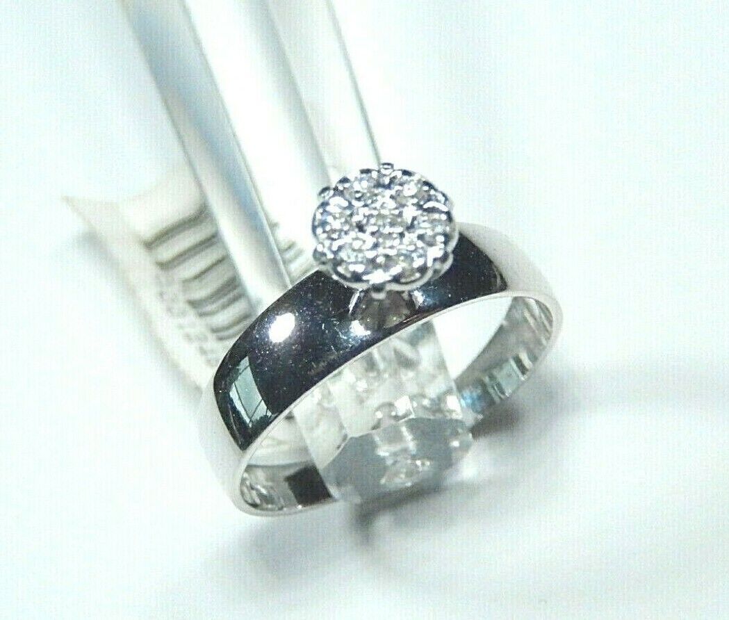 *NWT* 10k White Gold Seven Natural VS Diamond Wedding Engagement Ring Size 5.75