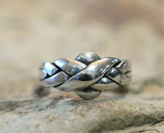 VINTAGE STERLING SILVER MODERNIST PUZZLE RING 4 RINGS SIZE 11.75