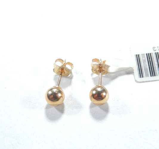 14K Yellow Gold Classic 5MM Ball Post  Stud Earrings