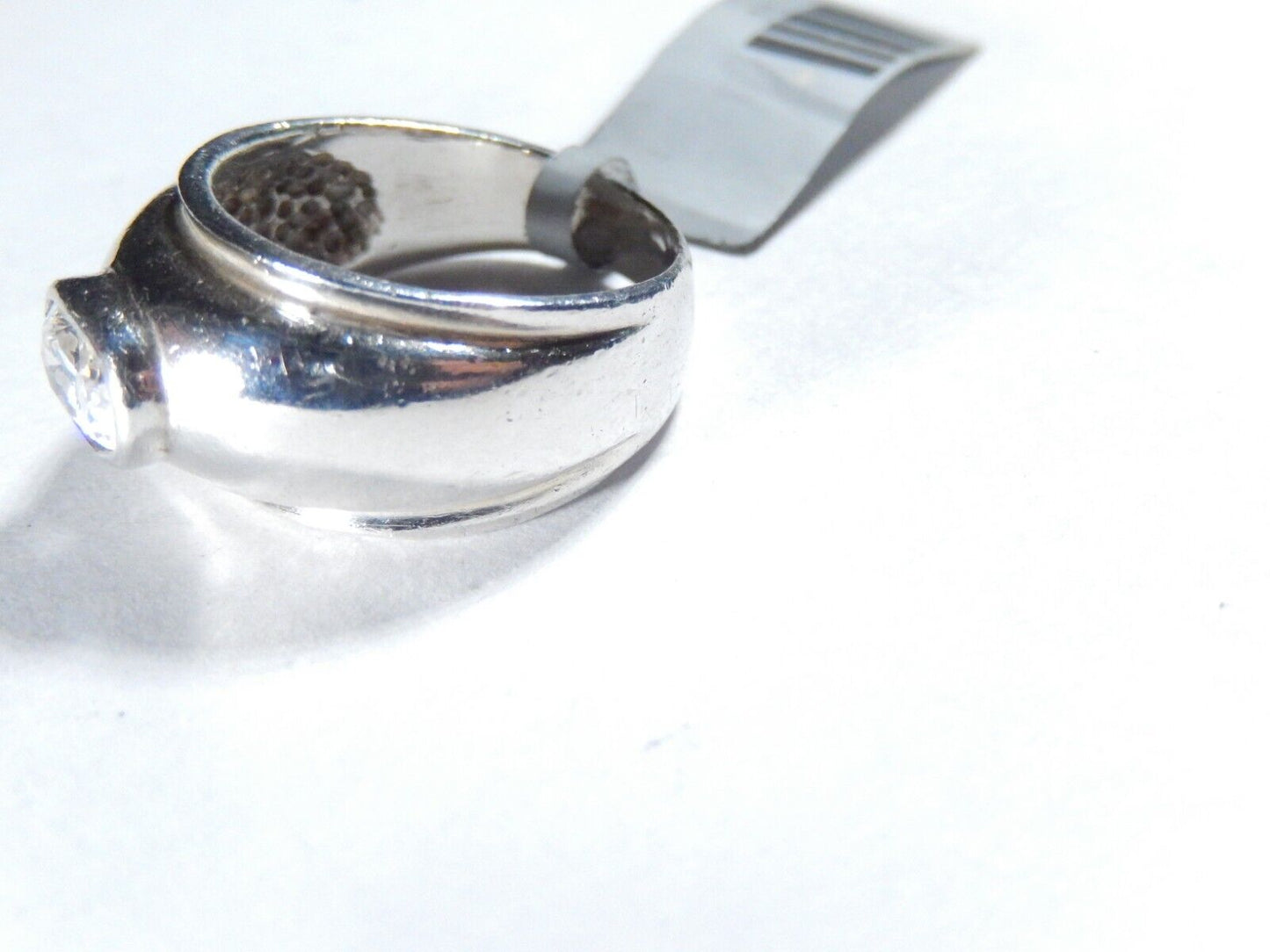*VINTAGE*  Sterling Silver  3/4 CT Solitaire CZ Womens Dome Band/Ring: Size 7