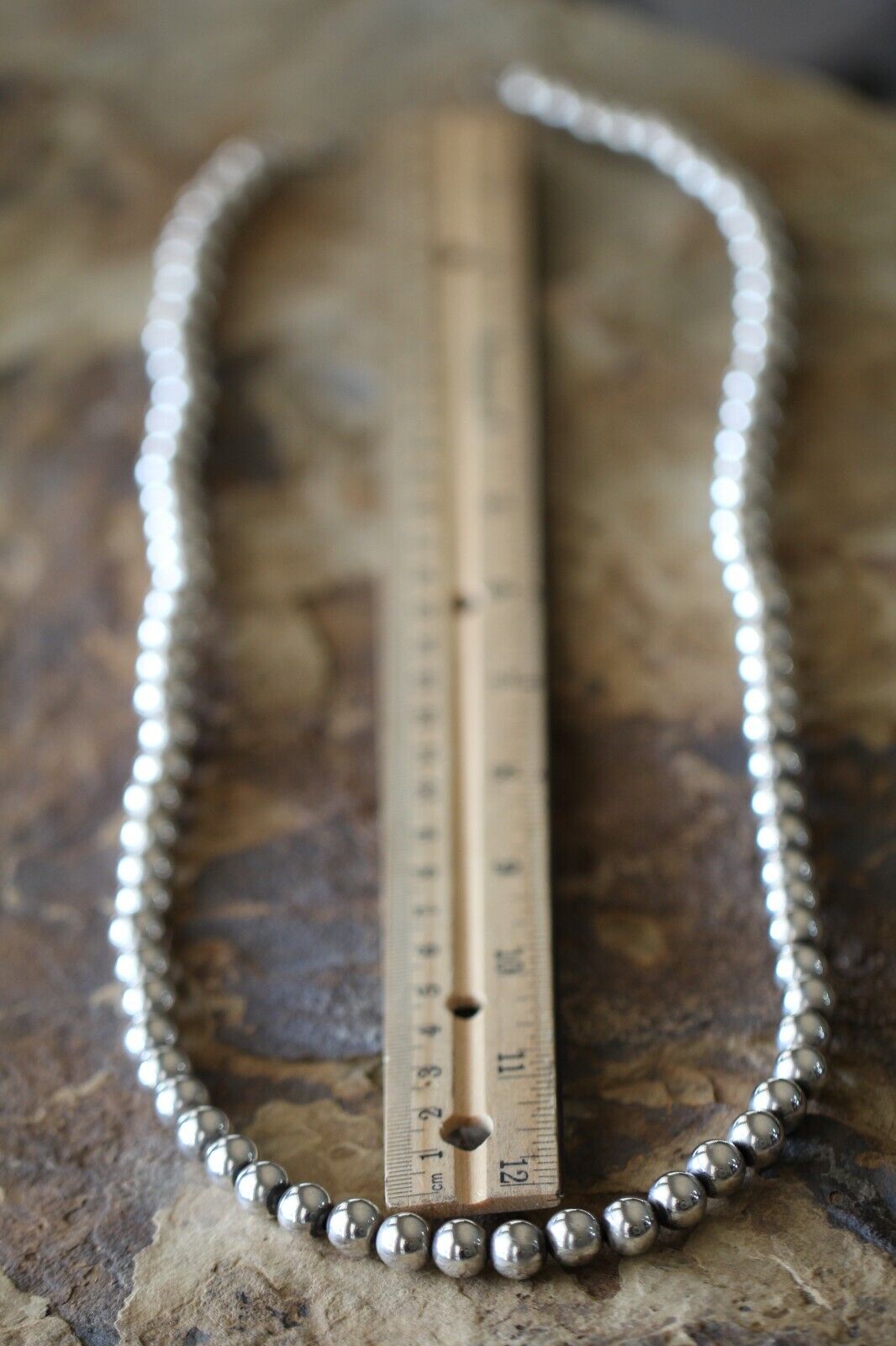 *VINTAGE* Indian Pearl Sterling Silver 925 Sliding 9mm Bead Necklace 30"- 61.9gm