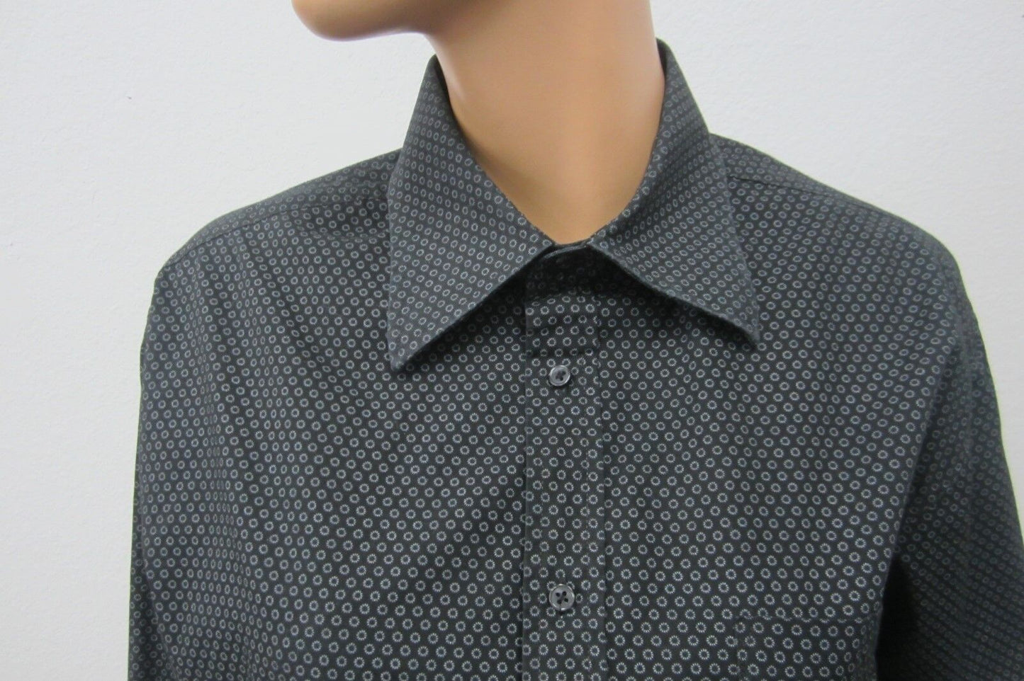 Eighty Eight Mens Black/White Design Button Down Dress/Casual Shirt Top Size L