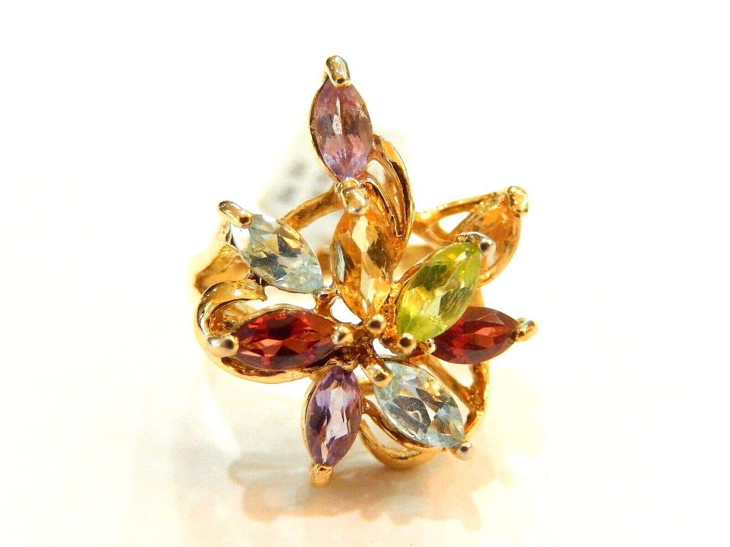 *VINTAGE*  14K Gold Vermeil Sterling Silver Multi Gem Ring - Size 5.25