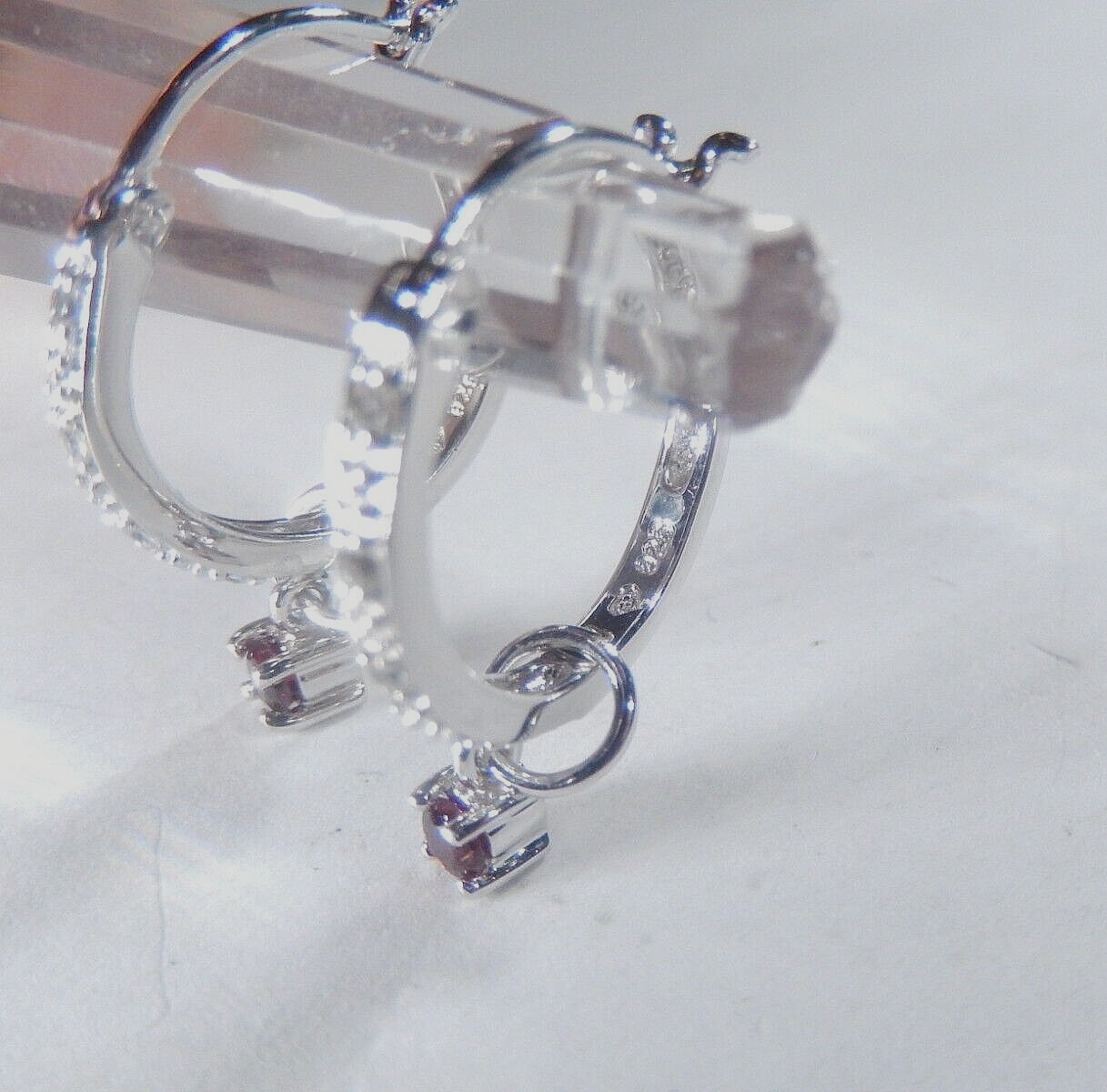 Sterling Silver Genuine Diamond Hoop Dangle Earrings
