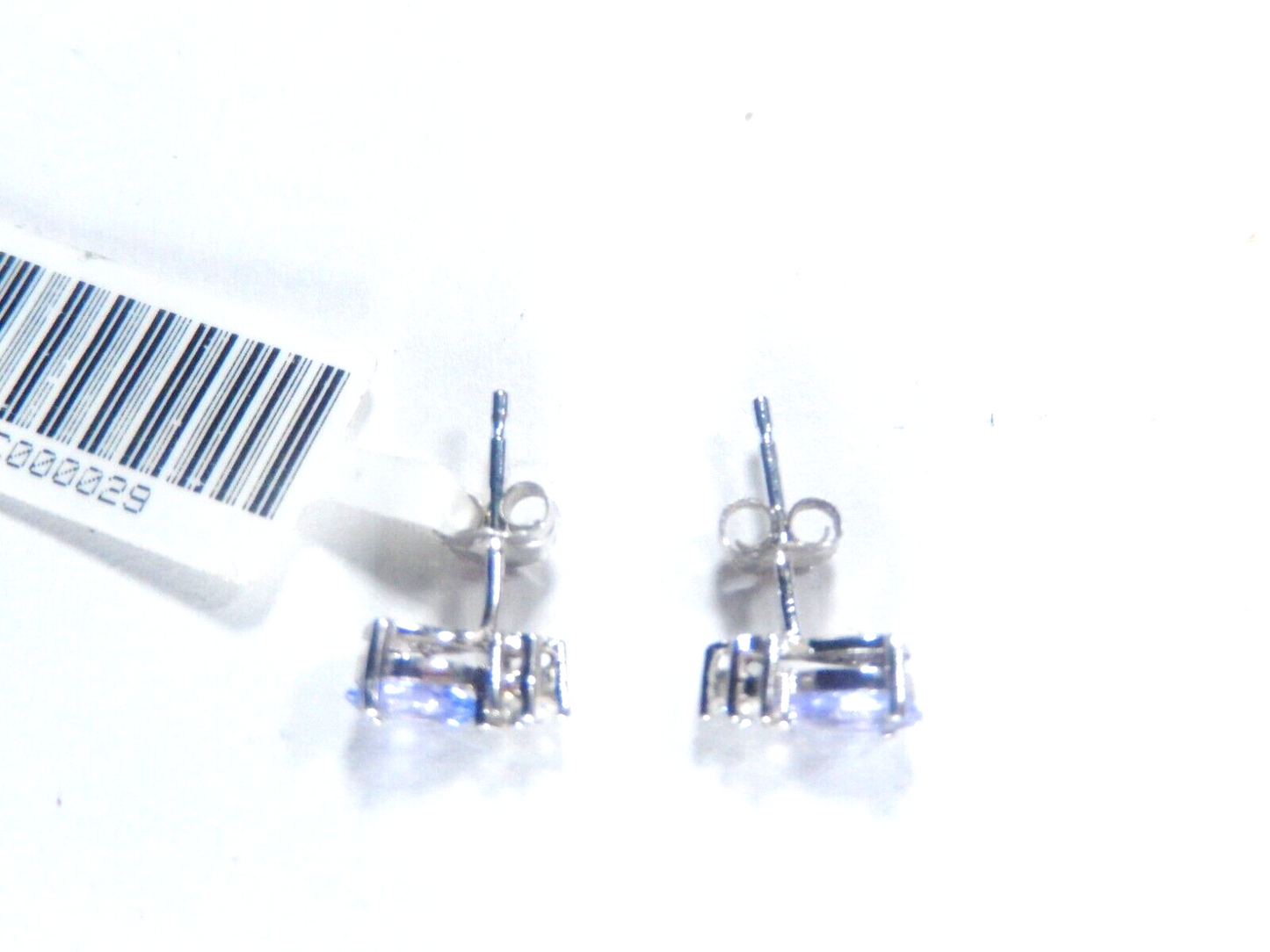 *VINTAGE*  10k White Gold Pear Shape Tanzanite and Round Diamond Stud Earrings