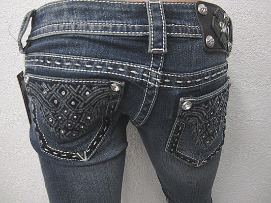 NWOT MISS ME Signature Straight JW9012T3V Womens  Embellished PocketsJeans 24x32