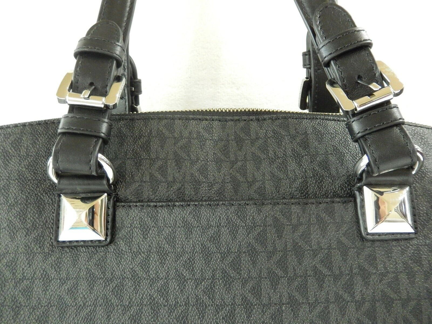 NWT $298 Michael Kors Jet Set Item Multi Function Satchel Black/Silver Large