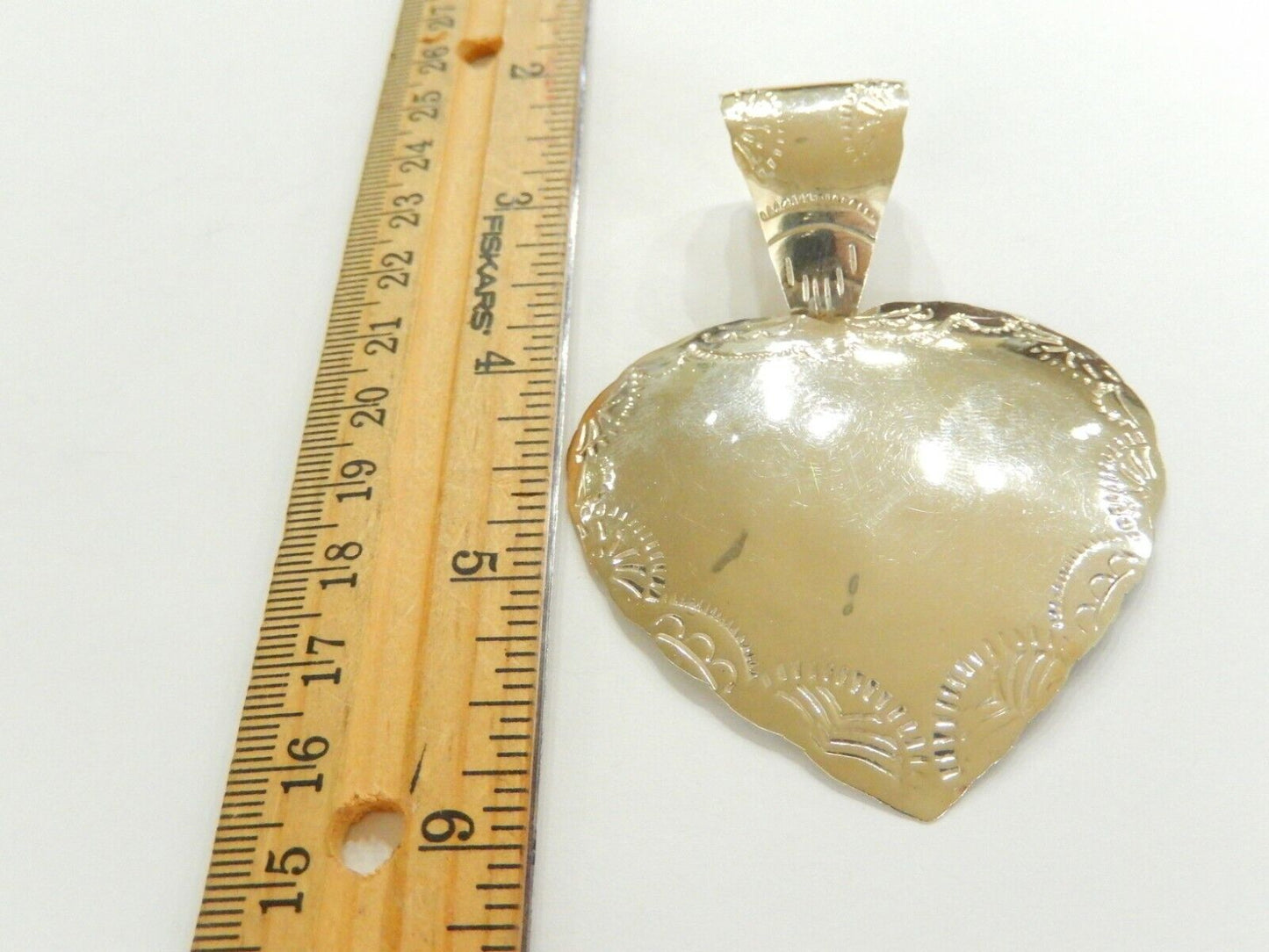 *VINTAGE*  TAXCO Extra  Large Sterling Silver Heart Pendant 3 1/4" Signed TS-10