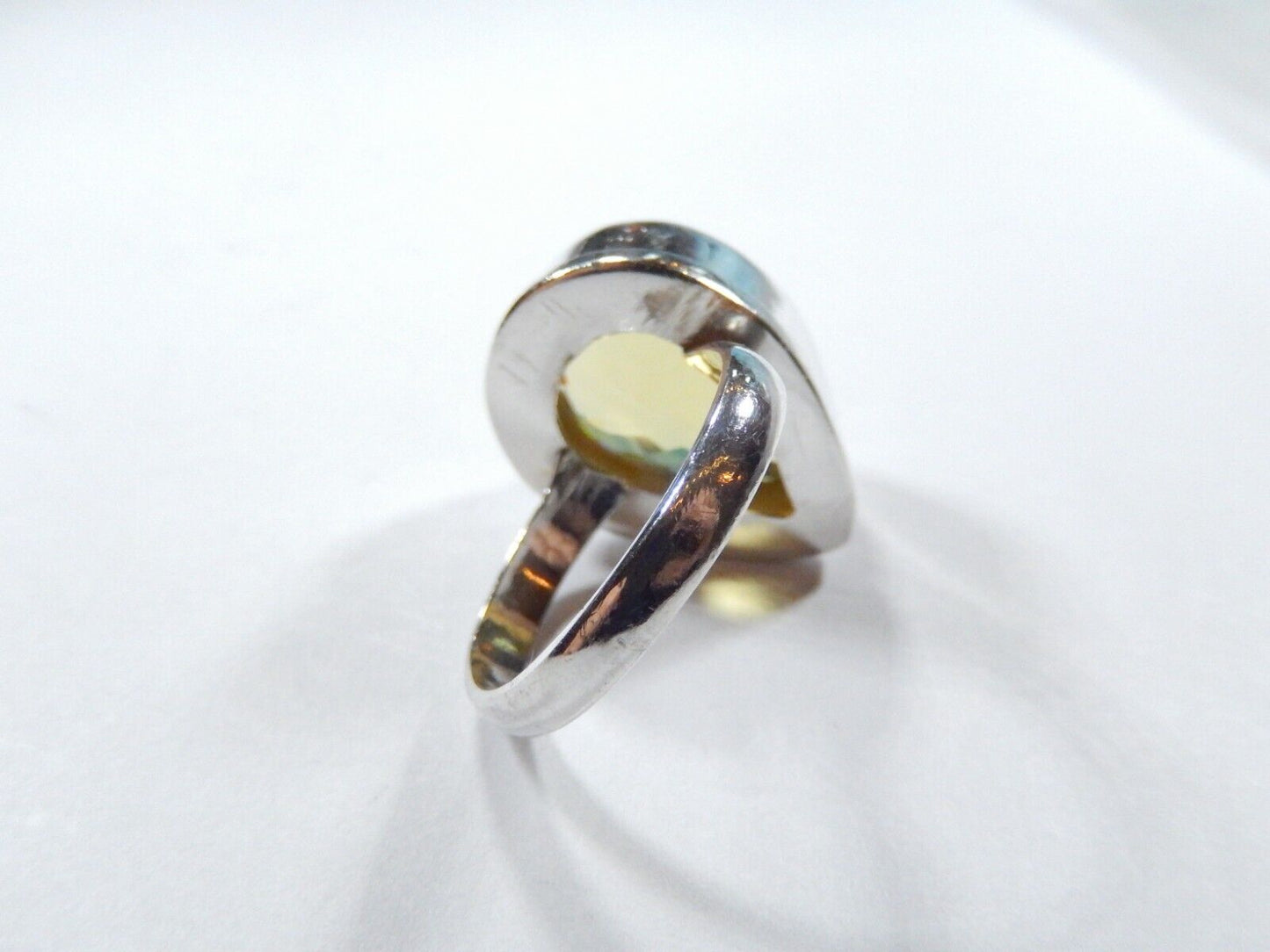 VINTAGE* HUGE STATEMENT Sterling Silver 22.0 CT Checkerboard CITRINE Ring Sz10.5