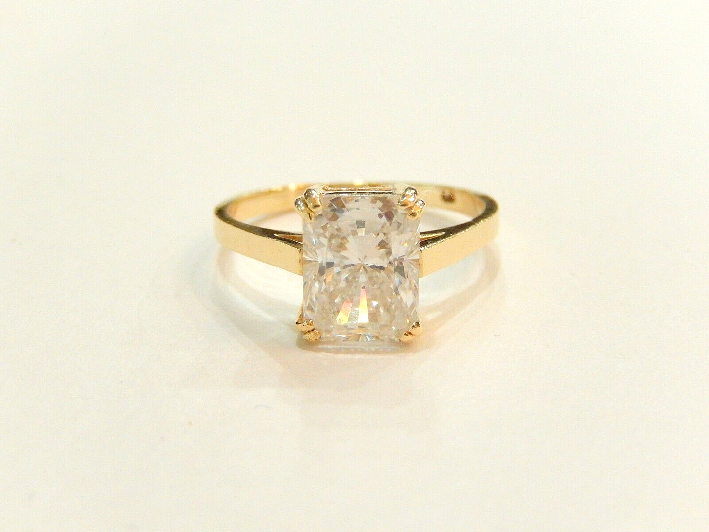 Ladies Real 14k Yellow Gold 3.00 CT CZ Solitaire Engagement Wedding Ring Sz 7.5