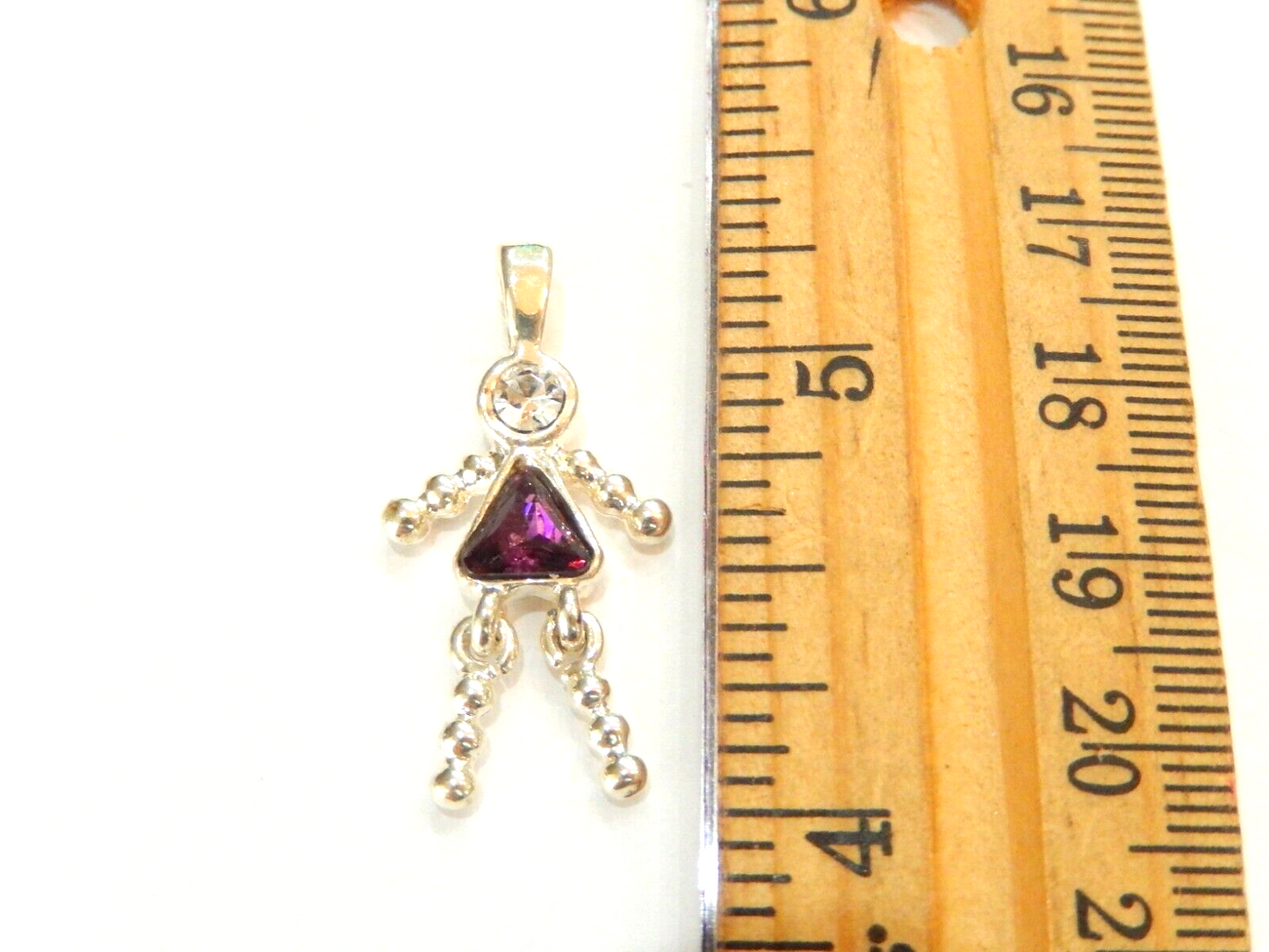 Garnet January Sterling Silver Birthstone Baby Girl Pendant / Charm