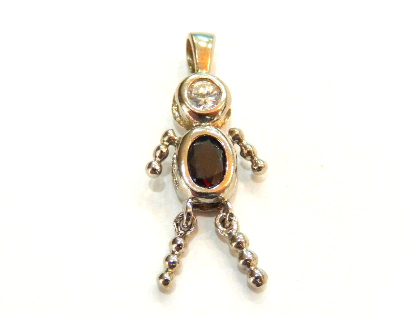 Garnet January Sterling Silver Birthstone Baby Boy Pendant / Charm