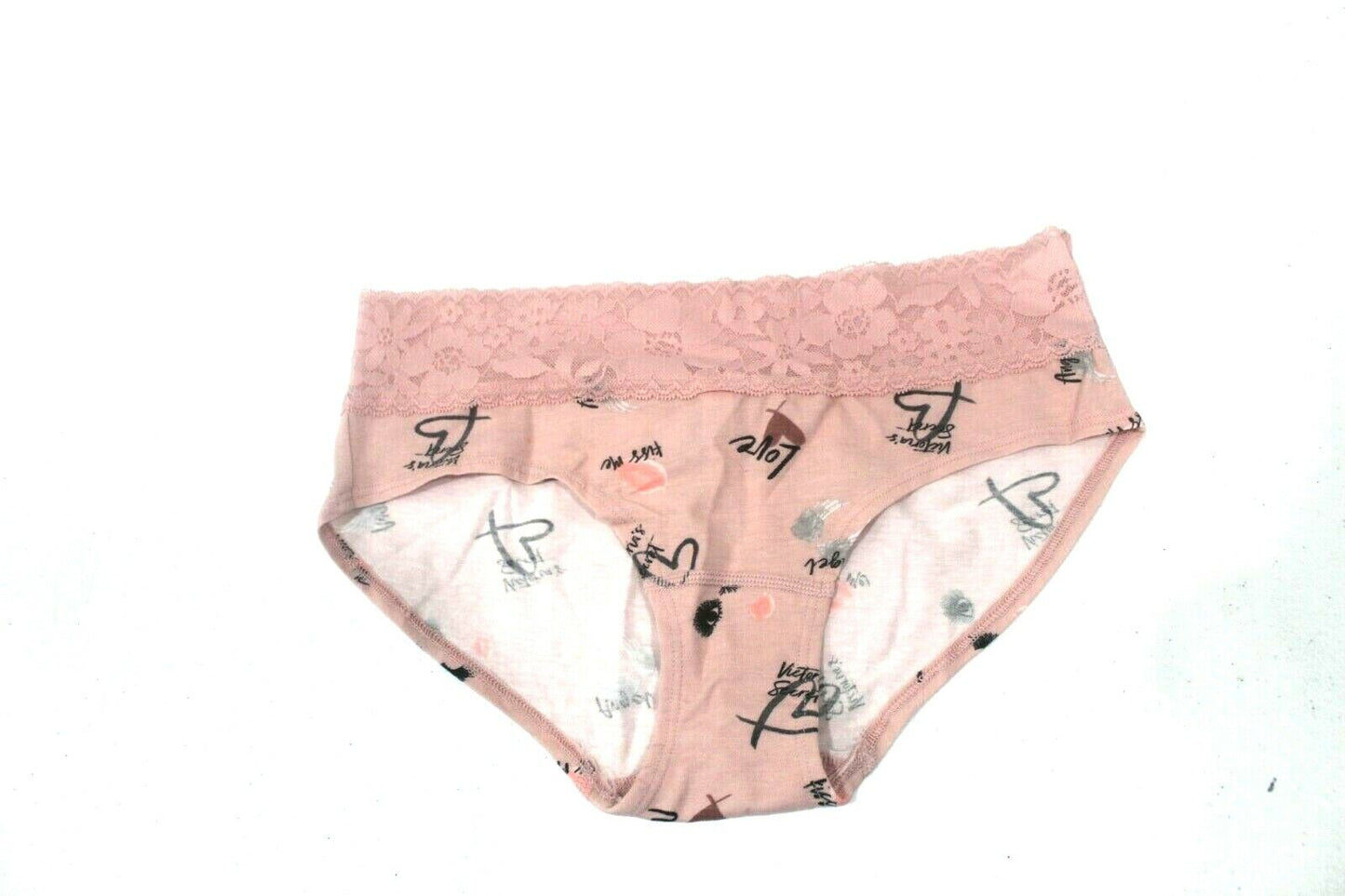 *NWT* Victoria’s Secret Pink Hiphugger Hipster Logo Lace Trim Panty Size Med