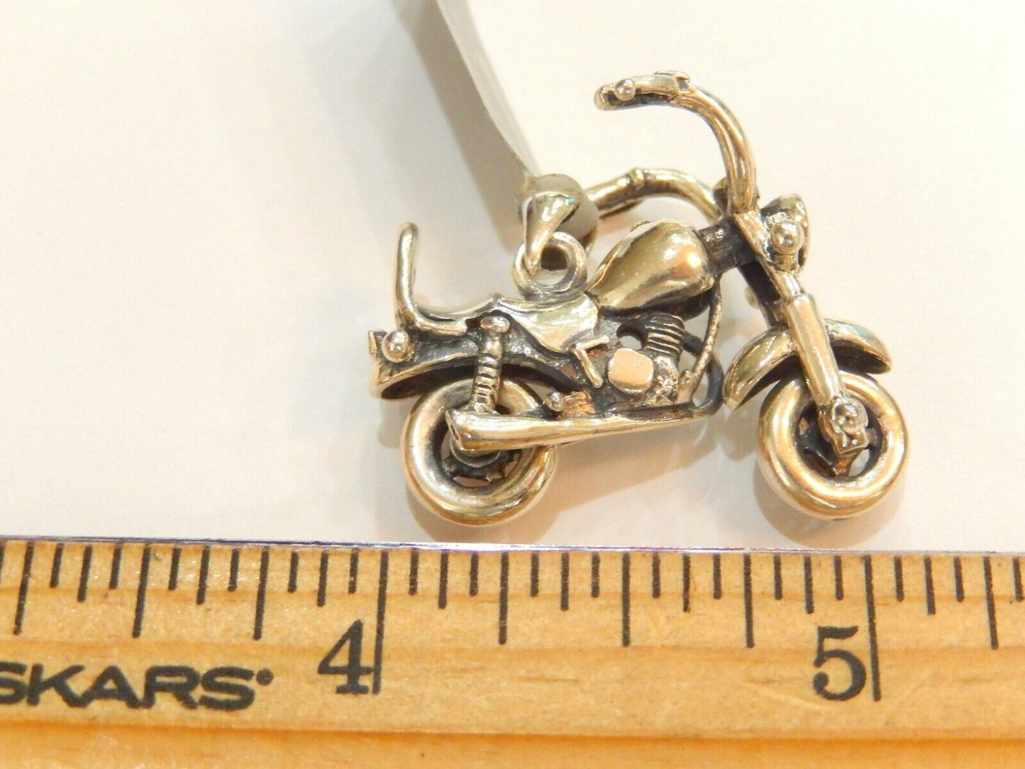 *VINTAGE*  HEAVY  Sterling Silver 3D Motorcycle w/Spinning Wheels Pendant