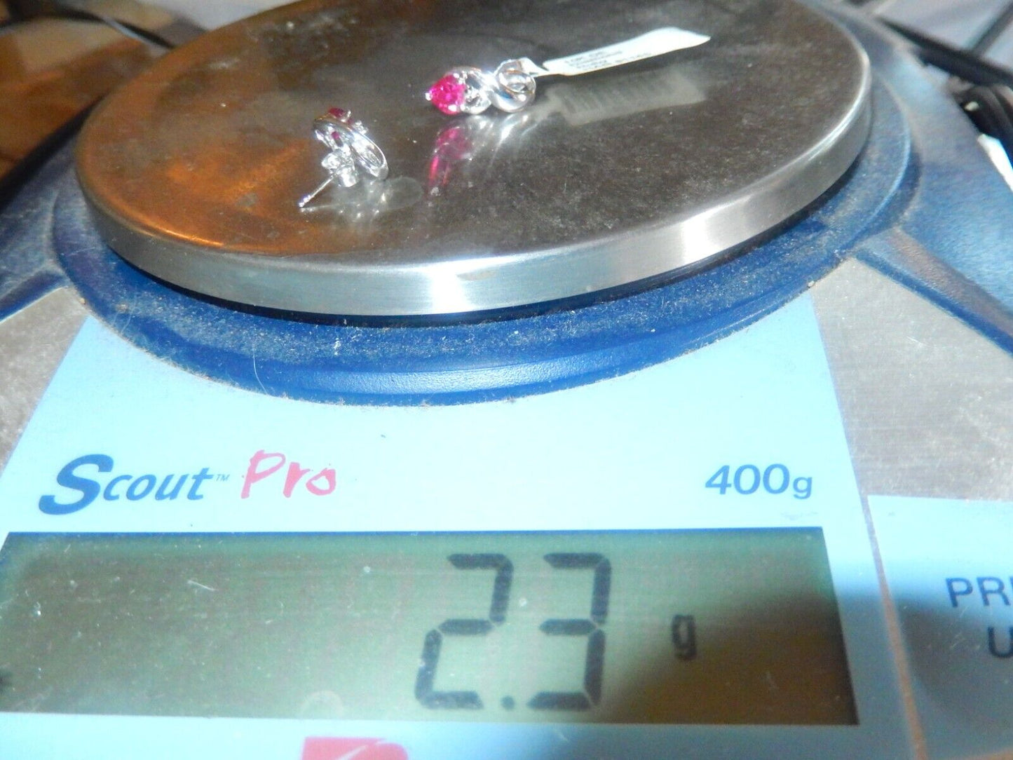 10k White Gold Lab-Created Ruby and Diamond Earrings