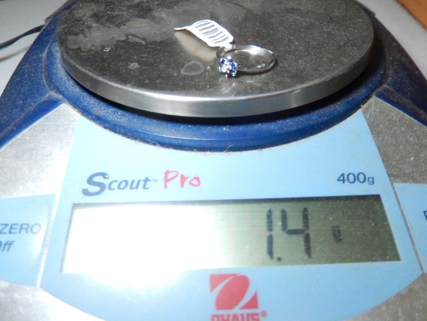 *NWT*  10K White Gold Natural Blue Sapphire And Diamond Ring SZ 6.25
