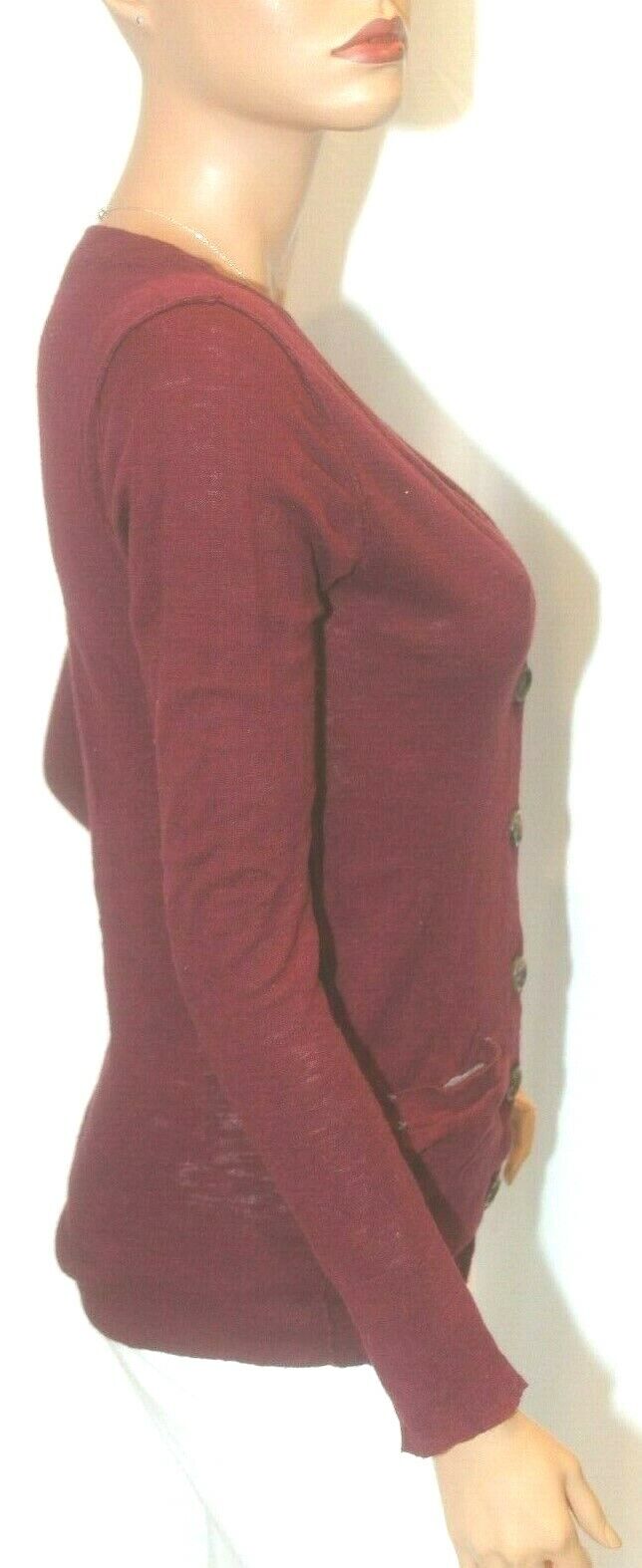Aeropostale Women's Knit Cardigan Wine Vneck Button Down Sweater Size Medium