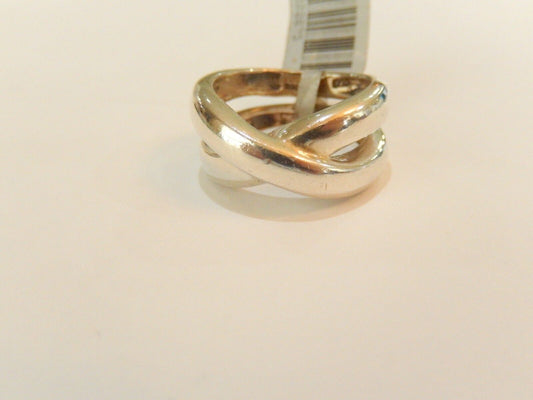 *VINTAGE* Thick 925 Sterling Silver Crossover Ring Size 6