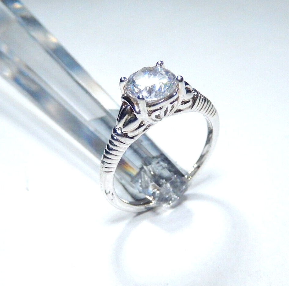 *VINTAGE* Sterling Silver Victorian Art Deco Style 1.25 CT  CZ Wedding Ring sz8