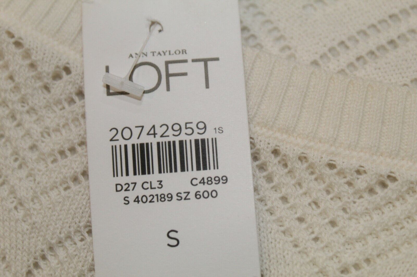 *NWT* LOFT Ann Taylor Womens Cream Long Sleeve Pullover See Thru Knit Top Sz S