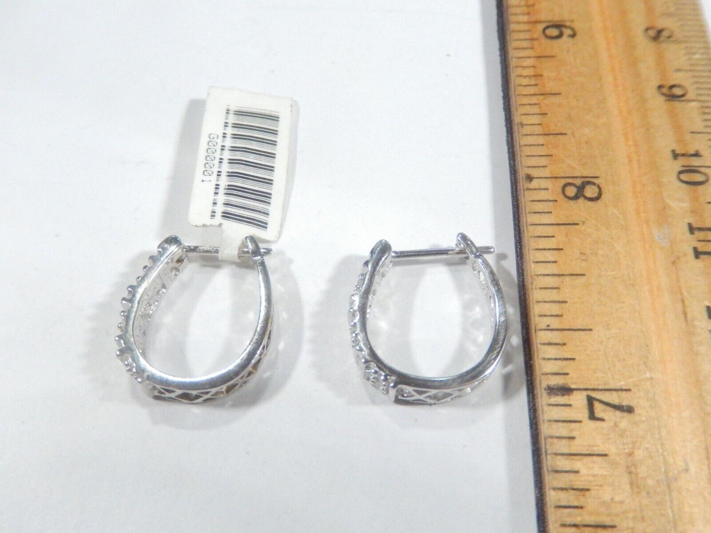 10k White Gold 2/5 CT Natural Diamond 18mm Hoop Earrings Hinged