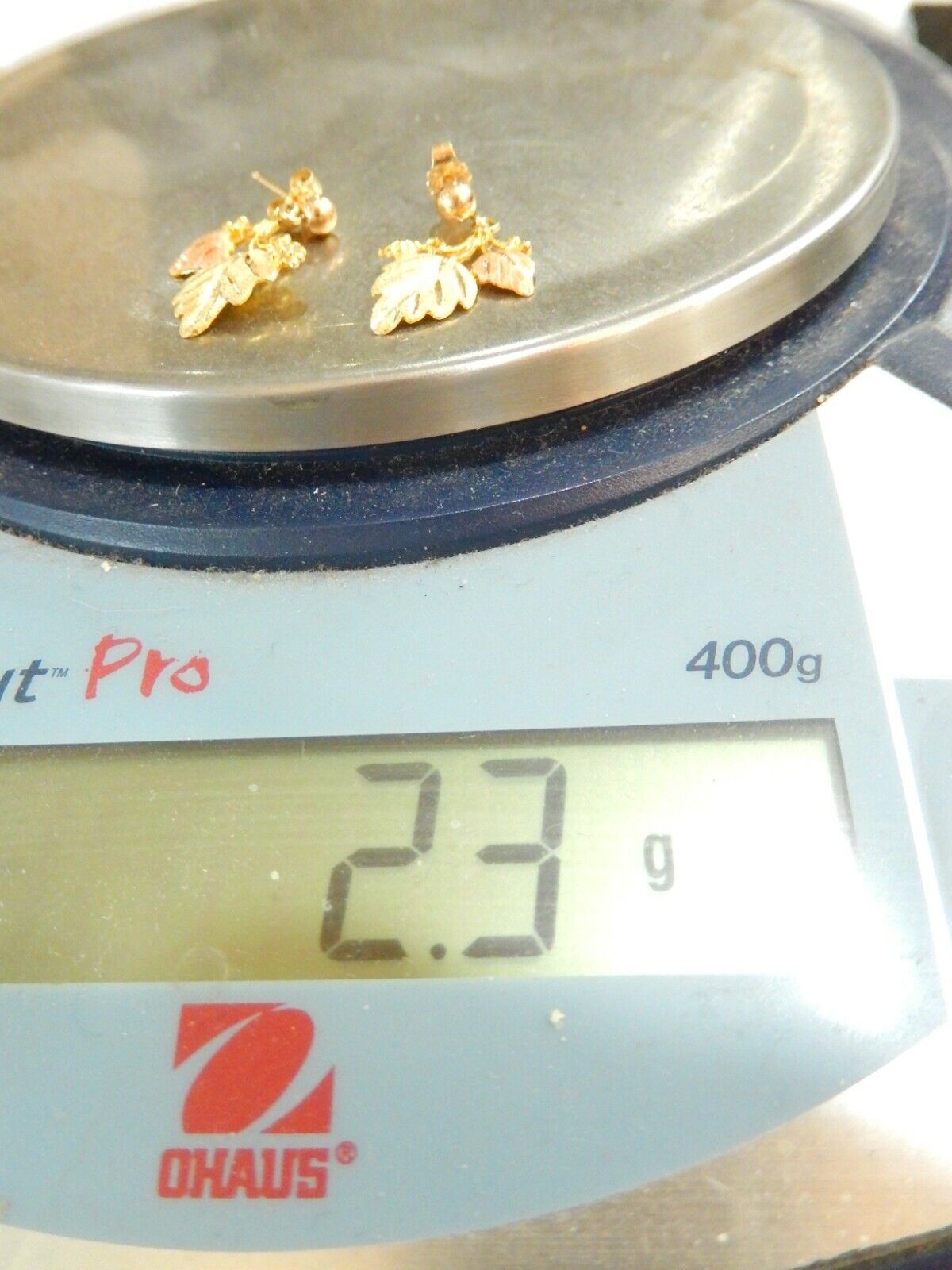 10K Tri-Color Black Hills Gold Dangle Leaf Earrings
