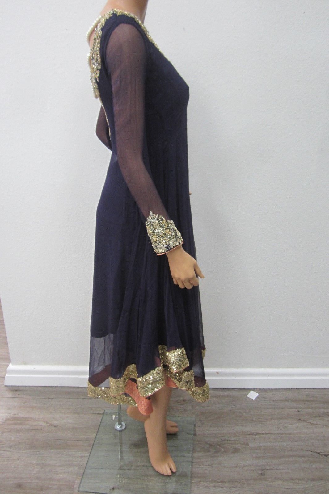 Beautiful Party Evening 2 Pc  Rhinestone Saree Women Fashion Clothing Wrap Sari