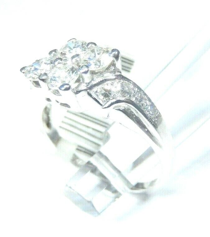 *VINTAGE* 14K White Gold 1.25CT ROUND CUT Natural VS Diamond Engagement Ring 6.5