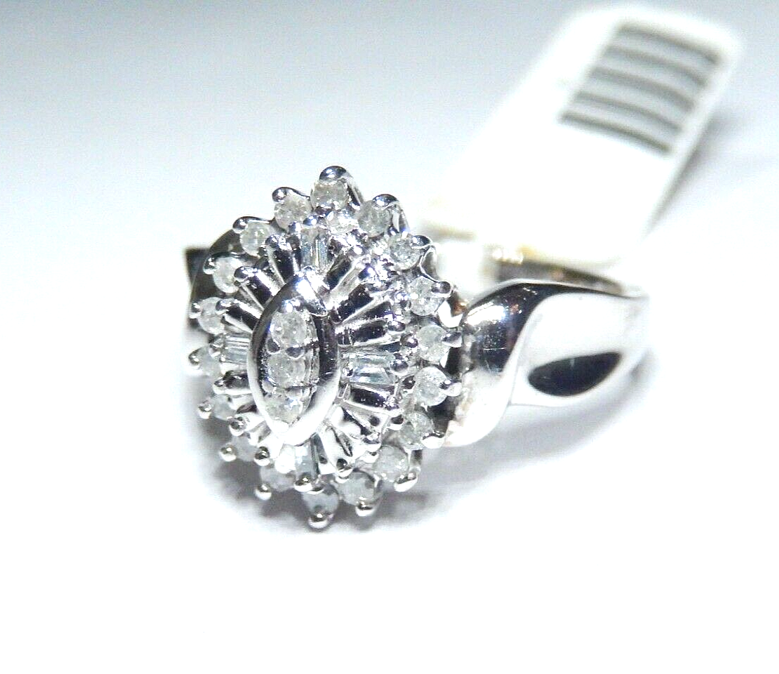 *NWT* 10KT White Gold .25CT Diamond Wedding Anniversary Engagement  Ring Sz 7.5