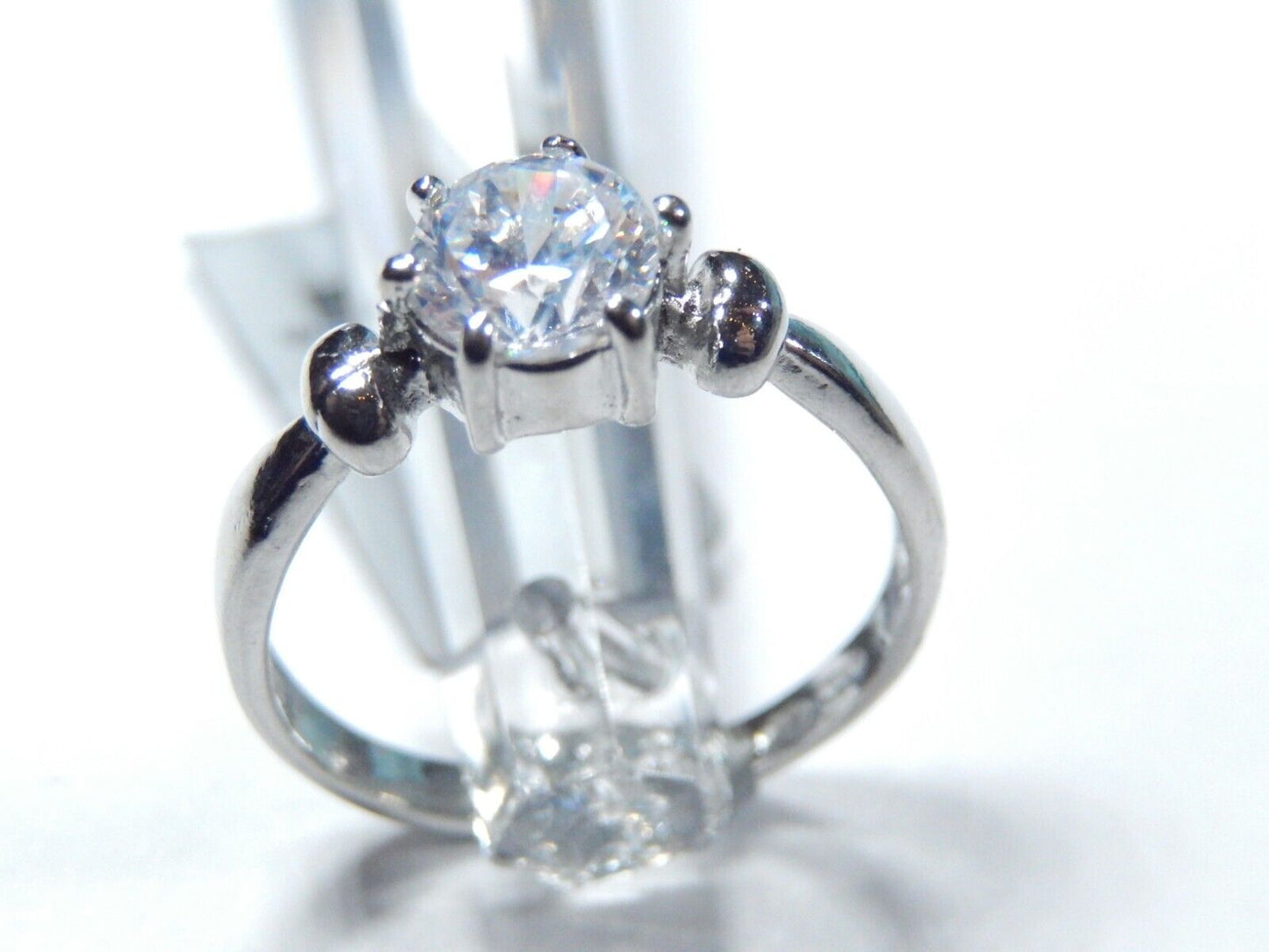 Sterling Silver Solitaire .75 Ct Round Cubic Zirconia Engagement Ring Sz 6.75