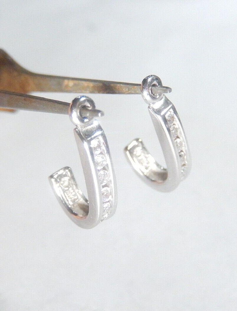 *VINTAGE* 14K White Gold .40CT Natural VS Diamond J-Hoop Earring Jackets