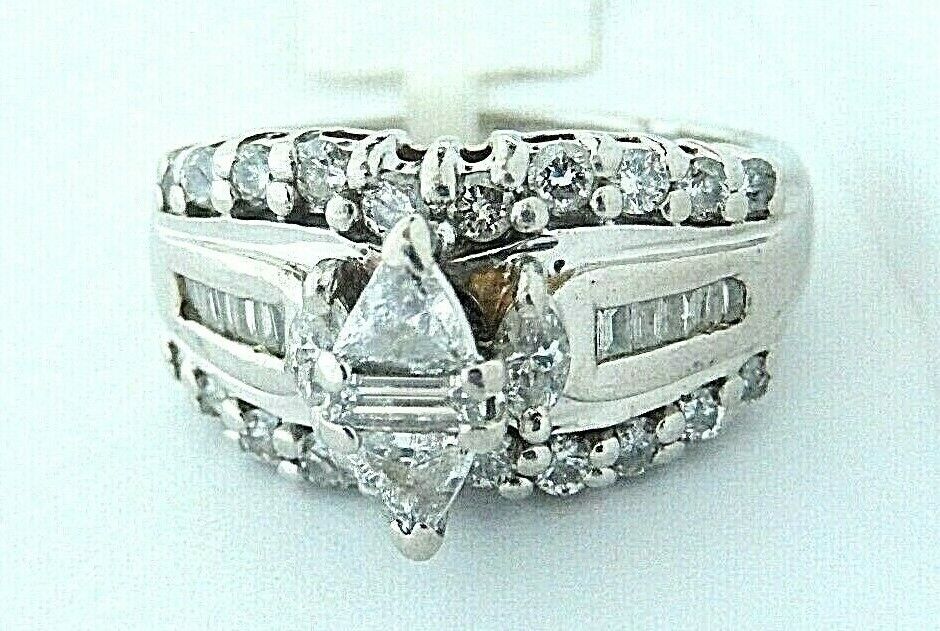 1.25ct Elegant White Natural Diamond Ring 10K White Gold Engagement Ring Sz 6.25