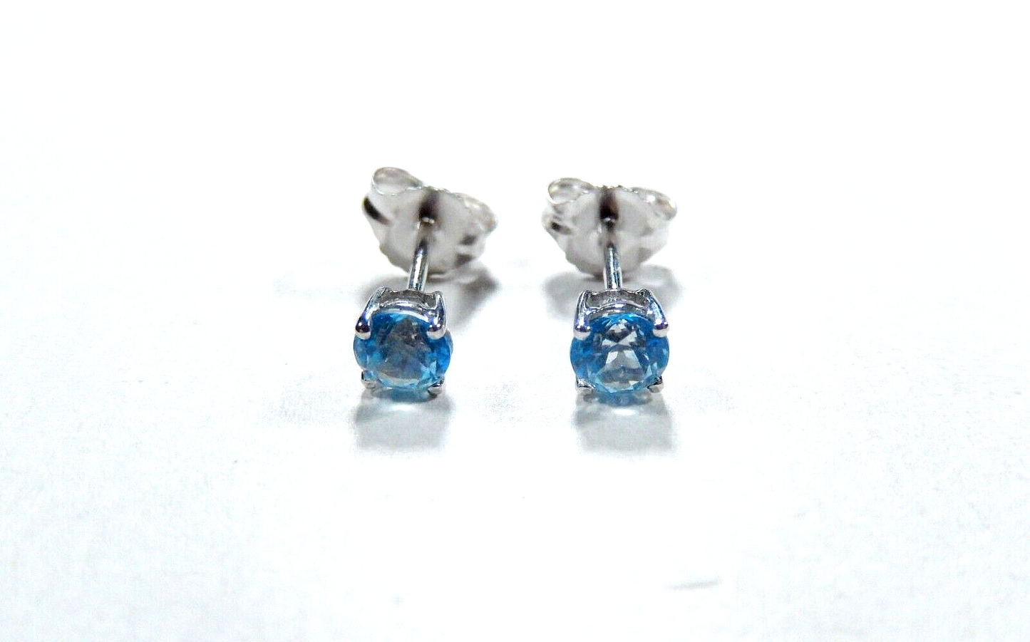 14K White Gold .50CT TW Aquamarine Stud Earrings March Birthstone