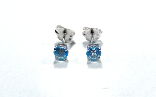 14K White Gold .50CT TW Aquamarine Stud Earrings March Birthstone