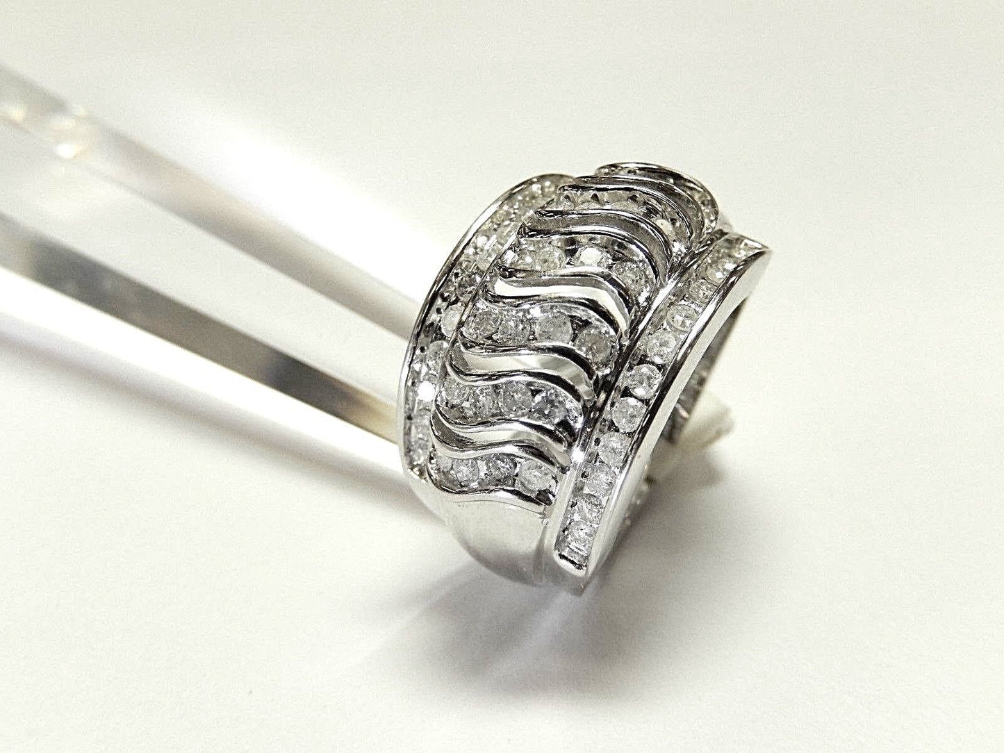 1.25CT Diamond Ring Anniversary Wide Wedding Band  14K White Gold Size 7.75