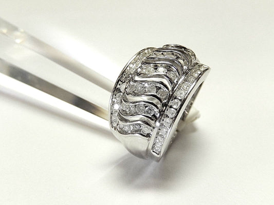 1.25CT Diamond Ring Anniversary Wide Wedding Band  14K White Gold Size 7.75