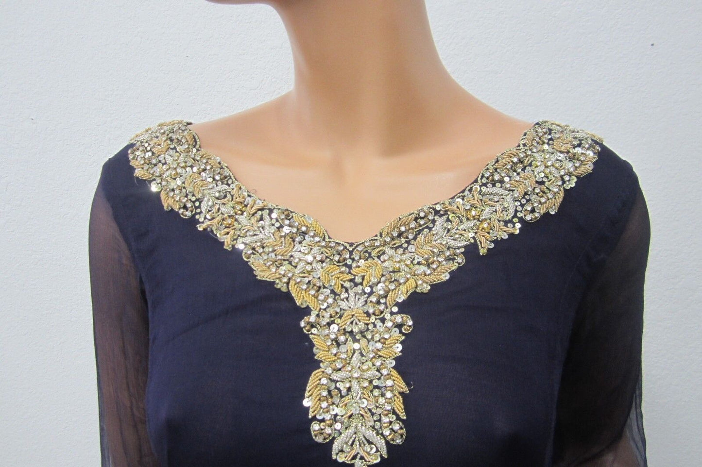 Beautiful Party Evening 2 Pc  Rhinestone Saree Women Fashion Clothing Wrap Sari